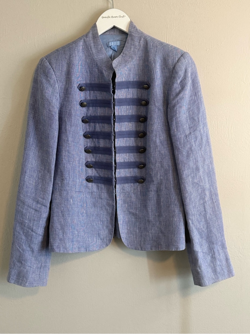 Vtg J MCLAUGHLIN Women’s Blue Military Style Jacket Gold Buttons USA Sz 8 *READ*